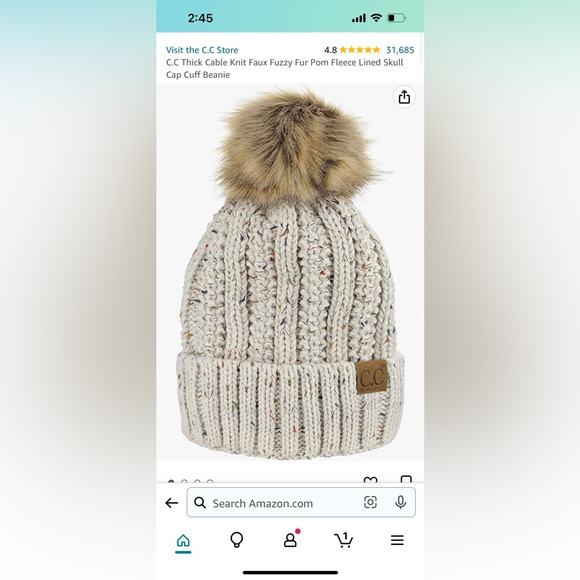 NWT- C.C cable knit pom beanie and gloves - Picture 3 of 6